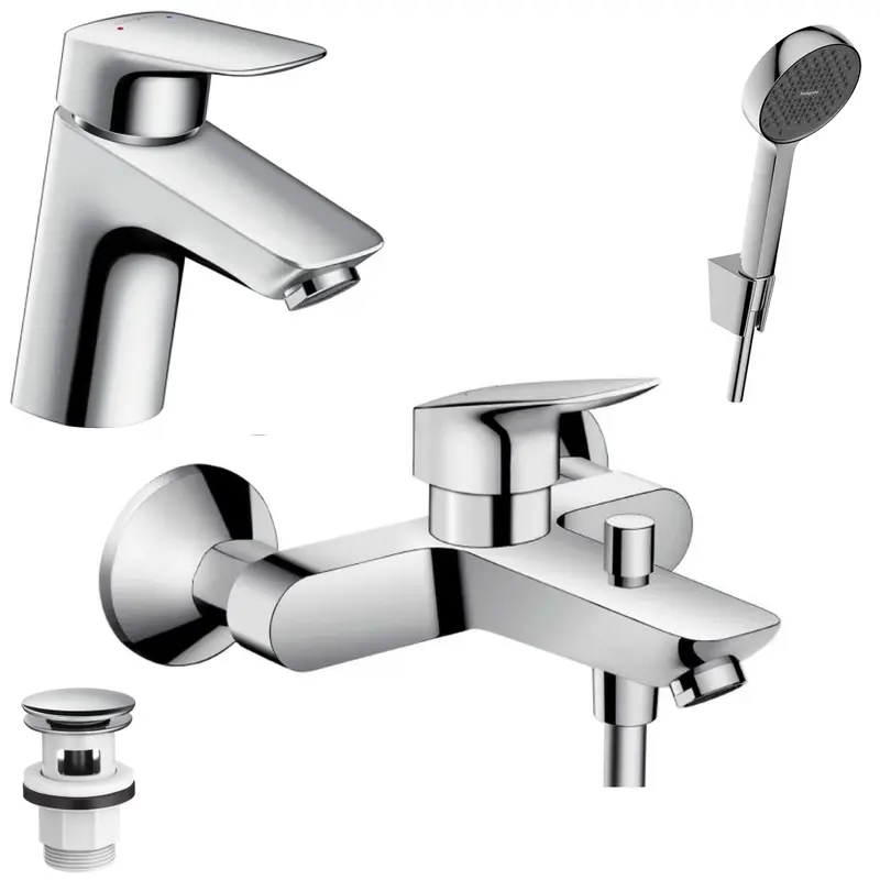 Душевой комплект Hansgrohe Logis 71077000 + 71400000 + 27558000, хром