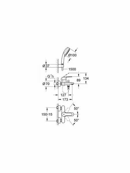 Однорычажные настенные смесители Grohe 3359220A