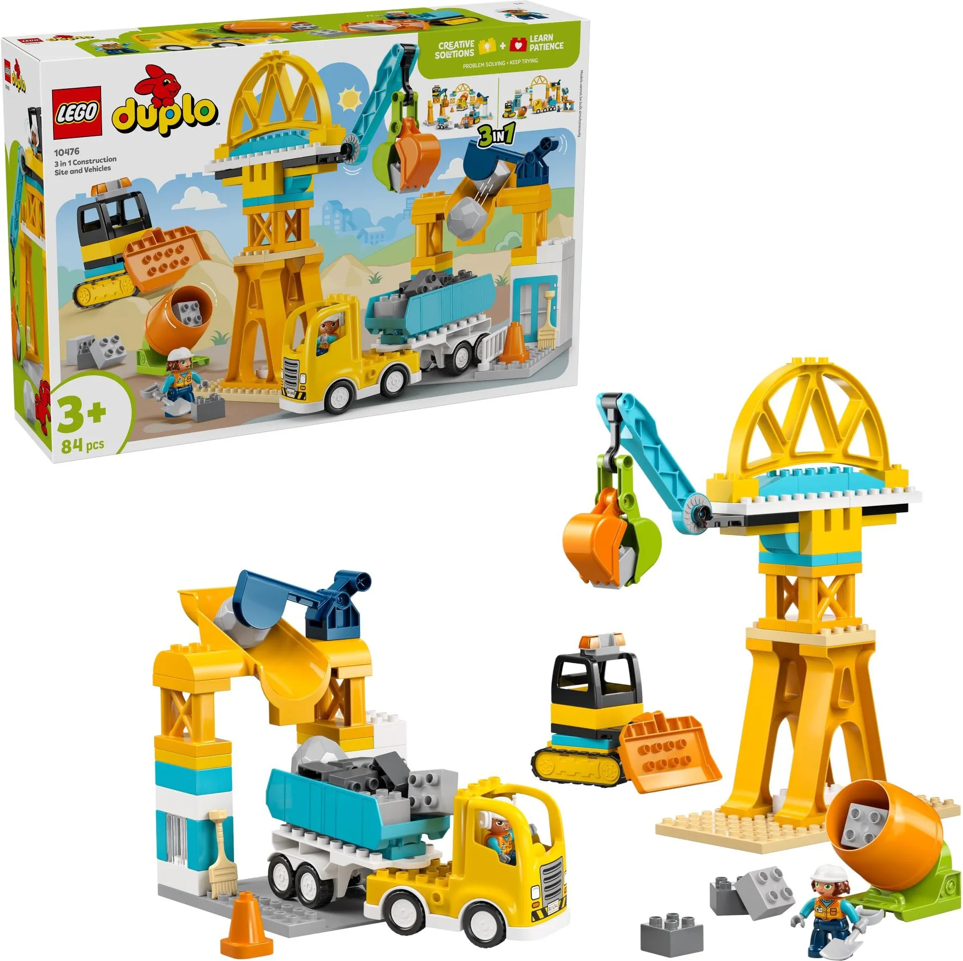 Конструктор LEGO DUPLO 10476 Строительная площадка с транспортными средствами 3 в 1