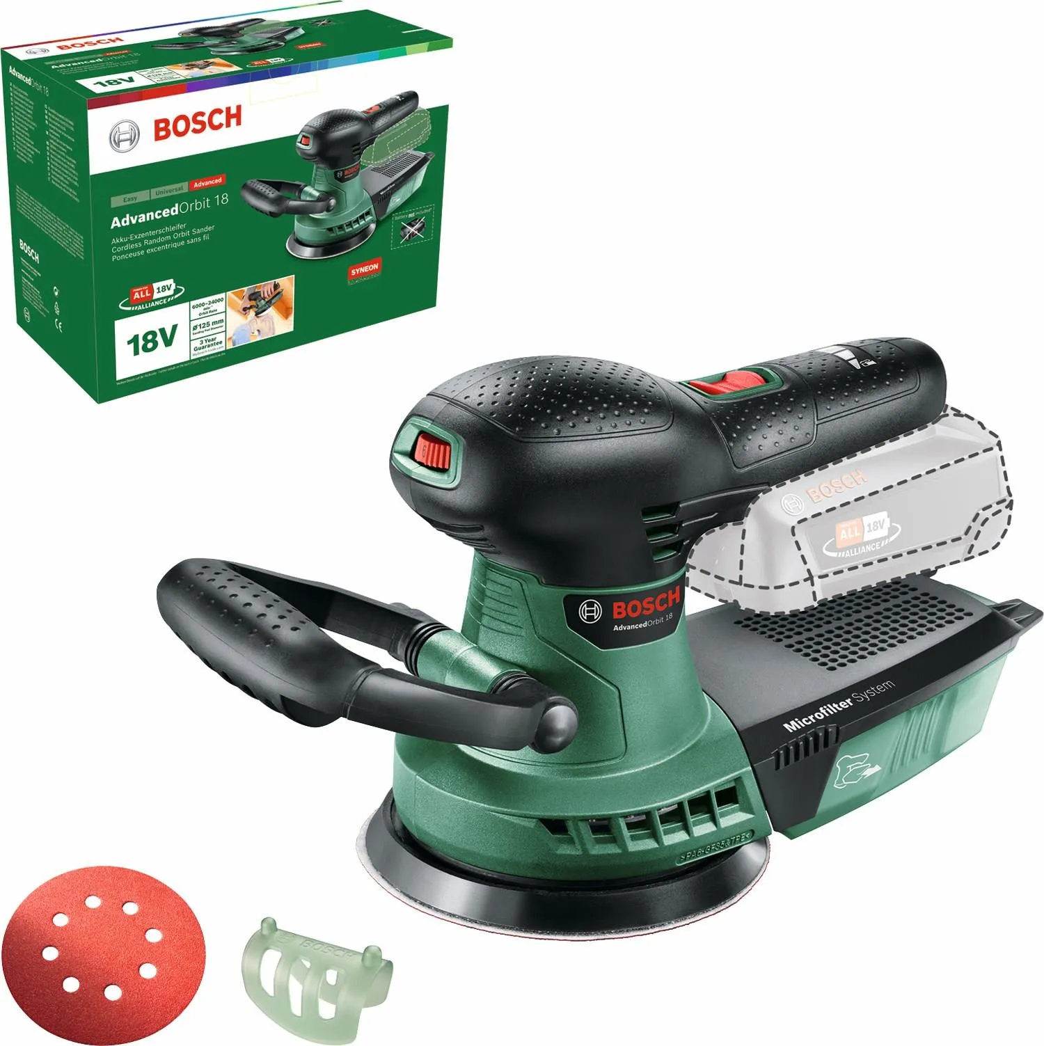 Эксцентриковая шлифовальная машина аккумуляторная Bosch AdvancedOrbit 18 06033D2100