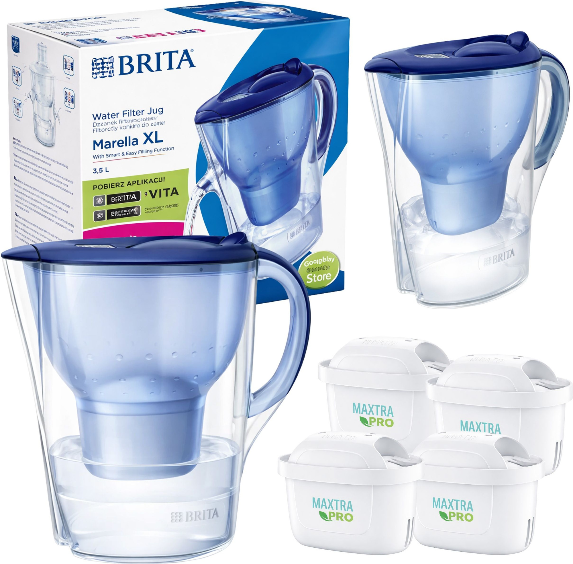 Фильтр-кувшин BRITA Marella XL 3,5 л (4 картриджа MAXTRA PRO)