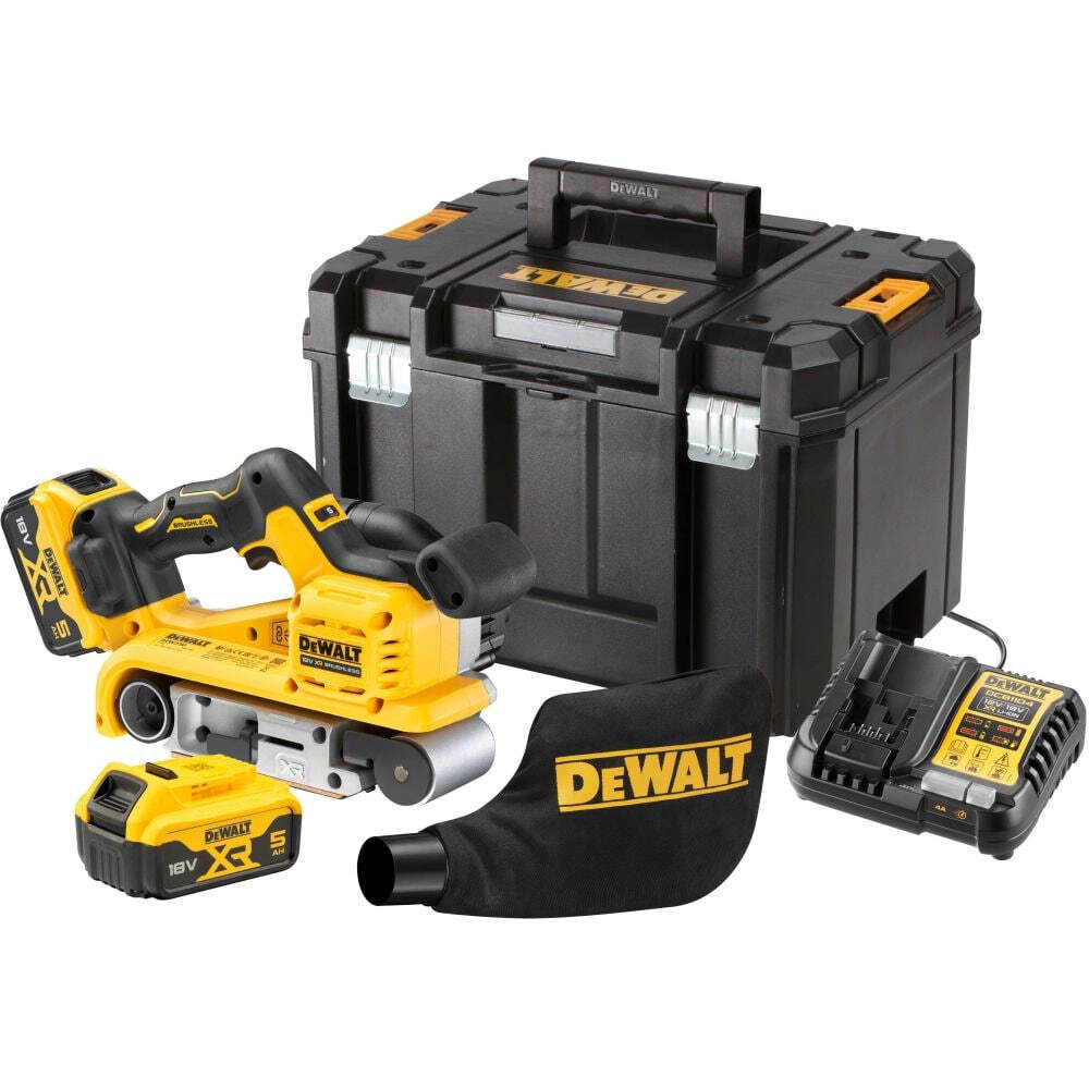 Аккумуляторная ленточная шлифмашина DeWALT DCW220P2XJ, с АКБ и ЗУ