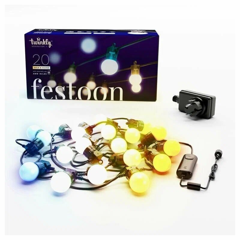 Гирлянда LED уличные фонарики Twinkly Festoon - 20 шт. (10 м) AWW + BT + Wi-Fi (TWF020GOP-BEU)