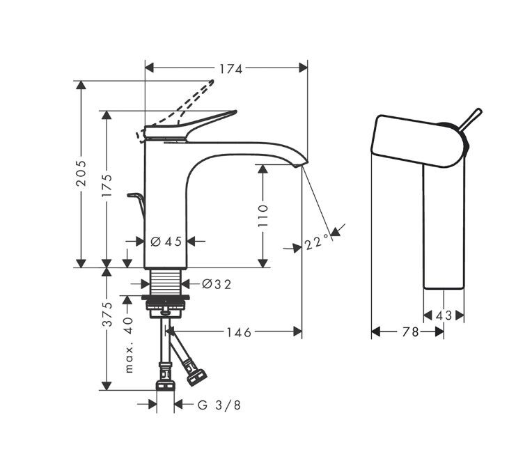 Смеситель для раковины Hansgrohe Vivenis Хром 75023000