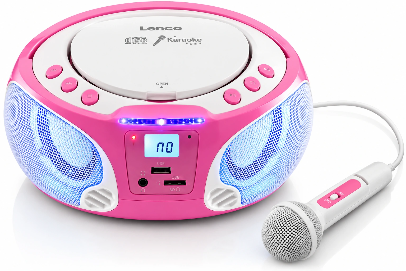 CD-проигрыватель с FM-радио и караоке Lenco SCD-650PK, розовый