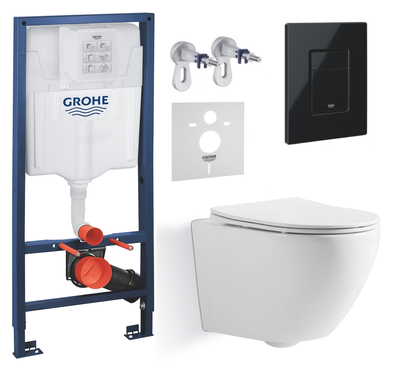 Комплект инсталляции Grohe унитаз Imprese Tornado + кнопка смыва, черный глянцевый