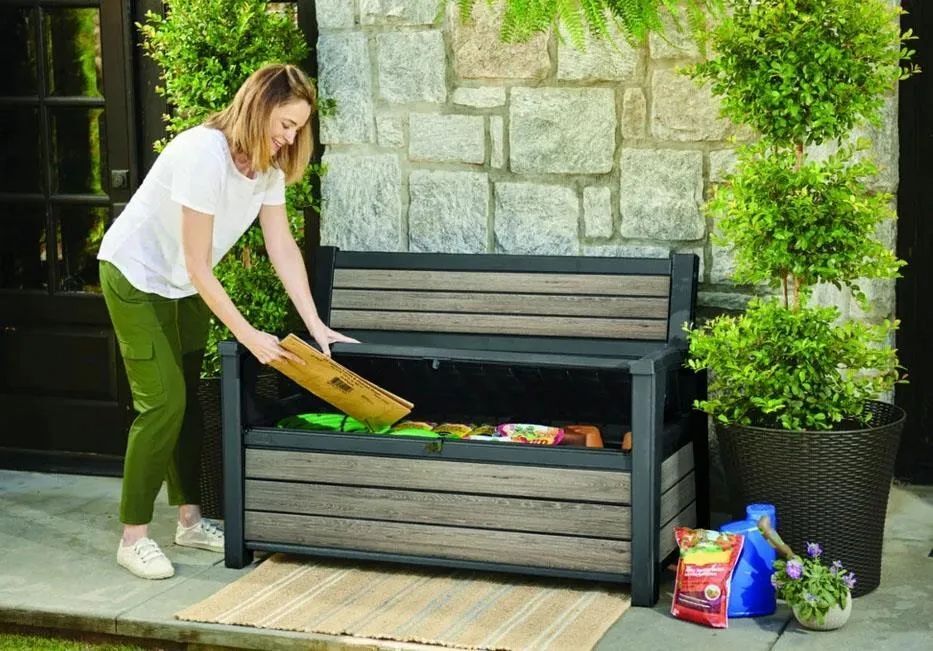 Садовый ящик-лавка Keter Deco Garden 227L Ashwood