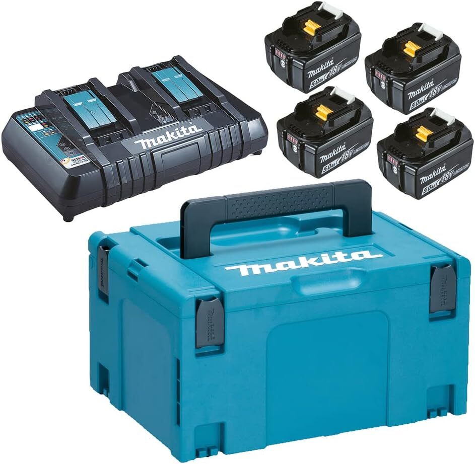 Набор Makita 197626-8 с АКБ 4xBL1850B 5,0 Ah, ЗУ DC18RD и двойной зарядкой в кейсе Systainer
