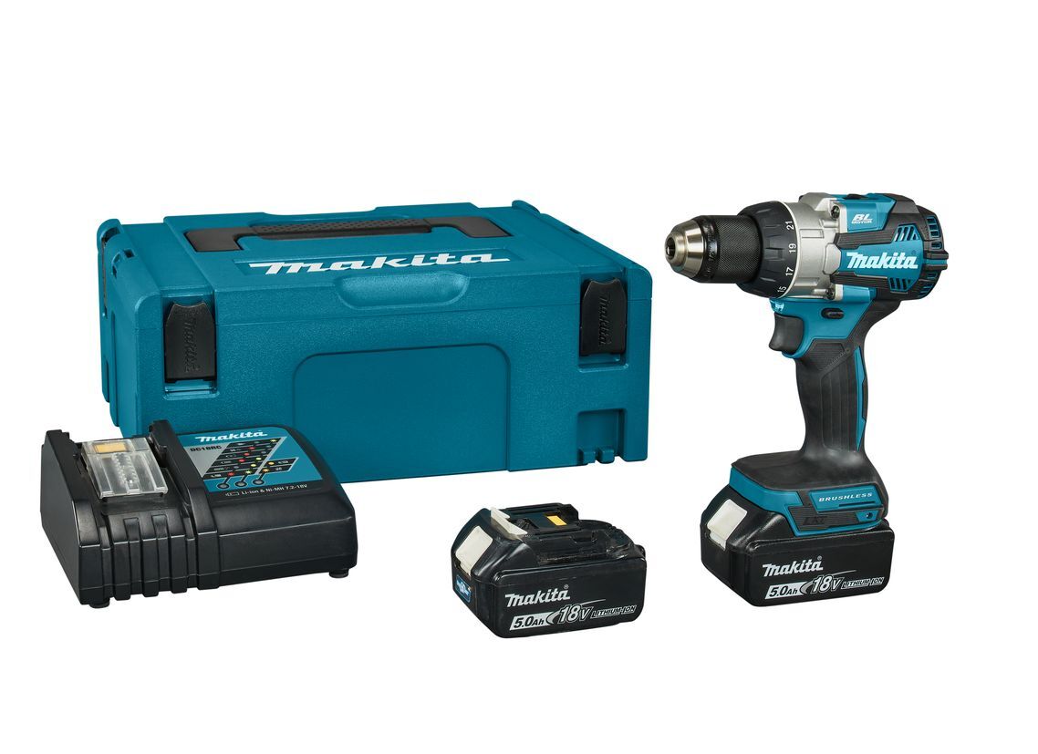 Ударная дрель Makita DDF489RTJ 18V с АКБ 2x5,0 Ah и ЗУ 73 Нм