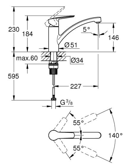 Смеситель GROHE Start matt black 324412432