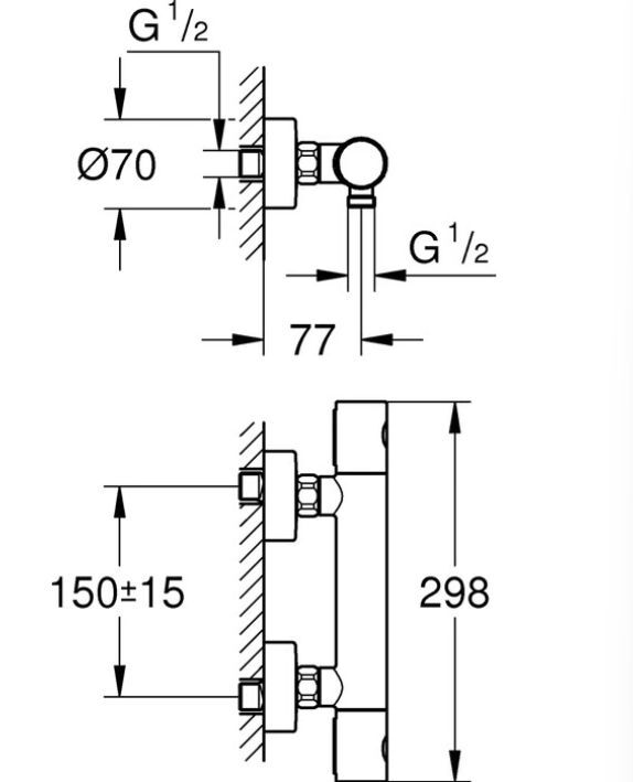 Смеситель Grohe GRT 1000 Cosmo M THM supersteel 34065DC2
