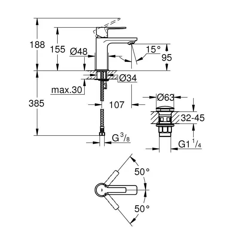 Смеситель для ванной комнаты Grohe Lineare Brushed Hard Graphite 23791Al1