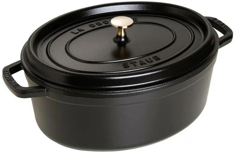 Чугунная овальная кастрюля Staub Cocotte 27 см, чёрная 40500-271-0