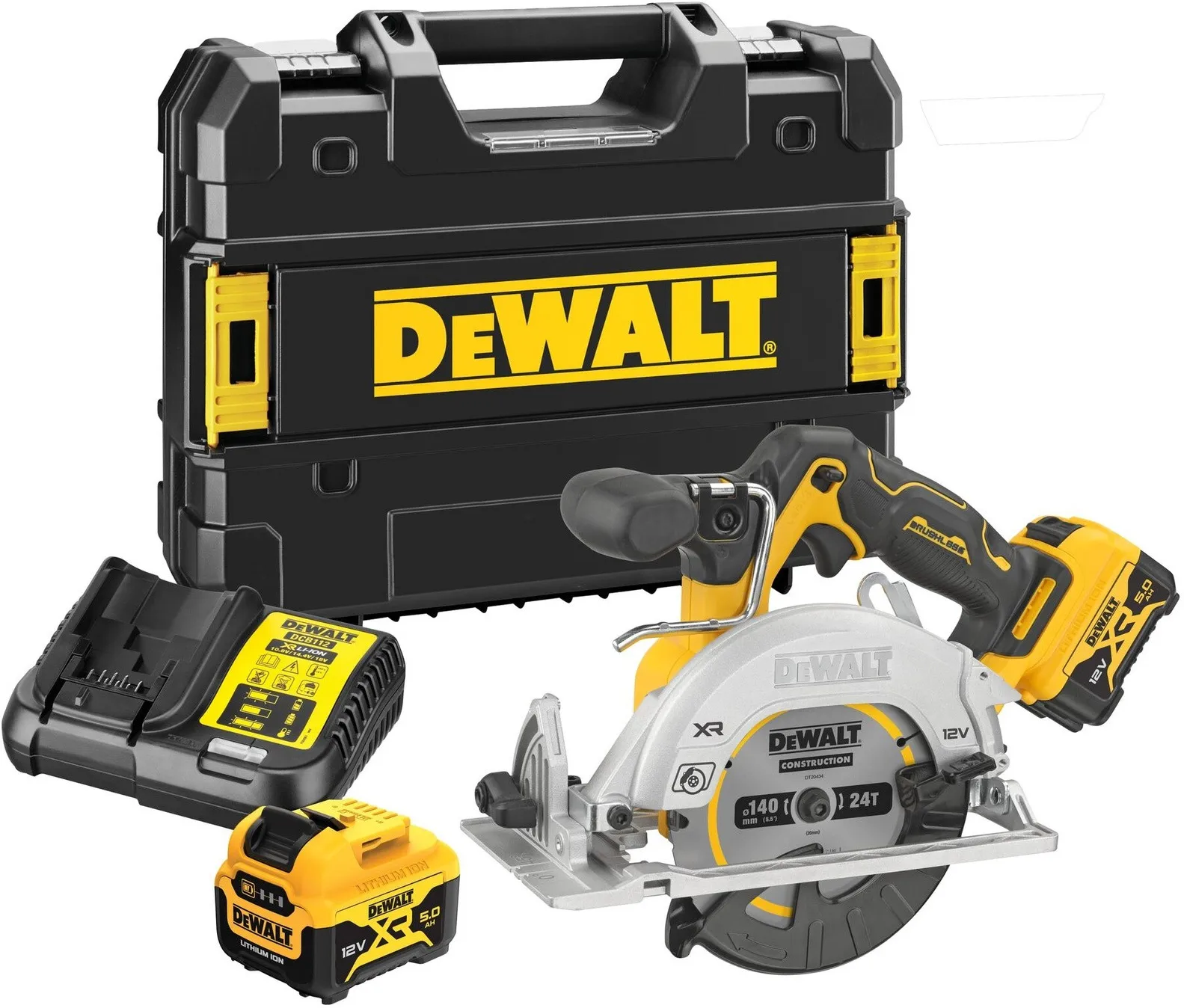 Аккумуляторная дисковая пила 12В DeWalt DCS512P2-QW, с 2 АКБ (5.0 Ач) и ЗУ