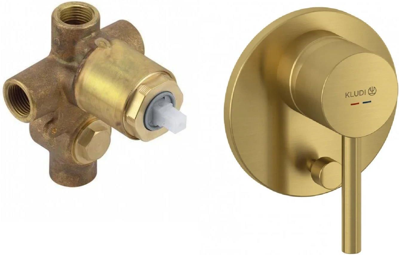 Смеситель для ванны и душа Kludi Bozz 38716N076+38624N, матовое золото