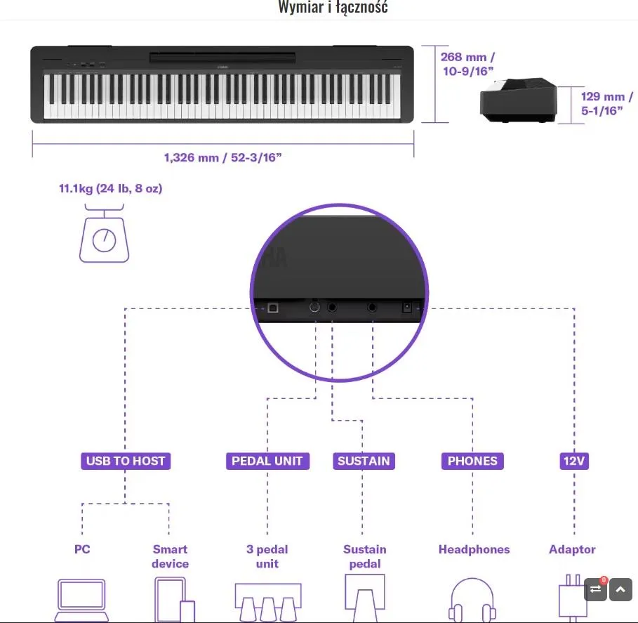 Цифровое пианино Yamaha P-145BT с Bluetooth