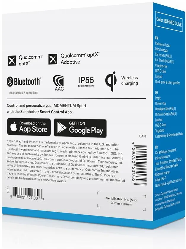 Беспроводные наушники Sennheiser Momentum Sport Burned Olive