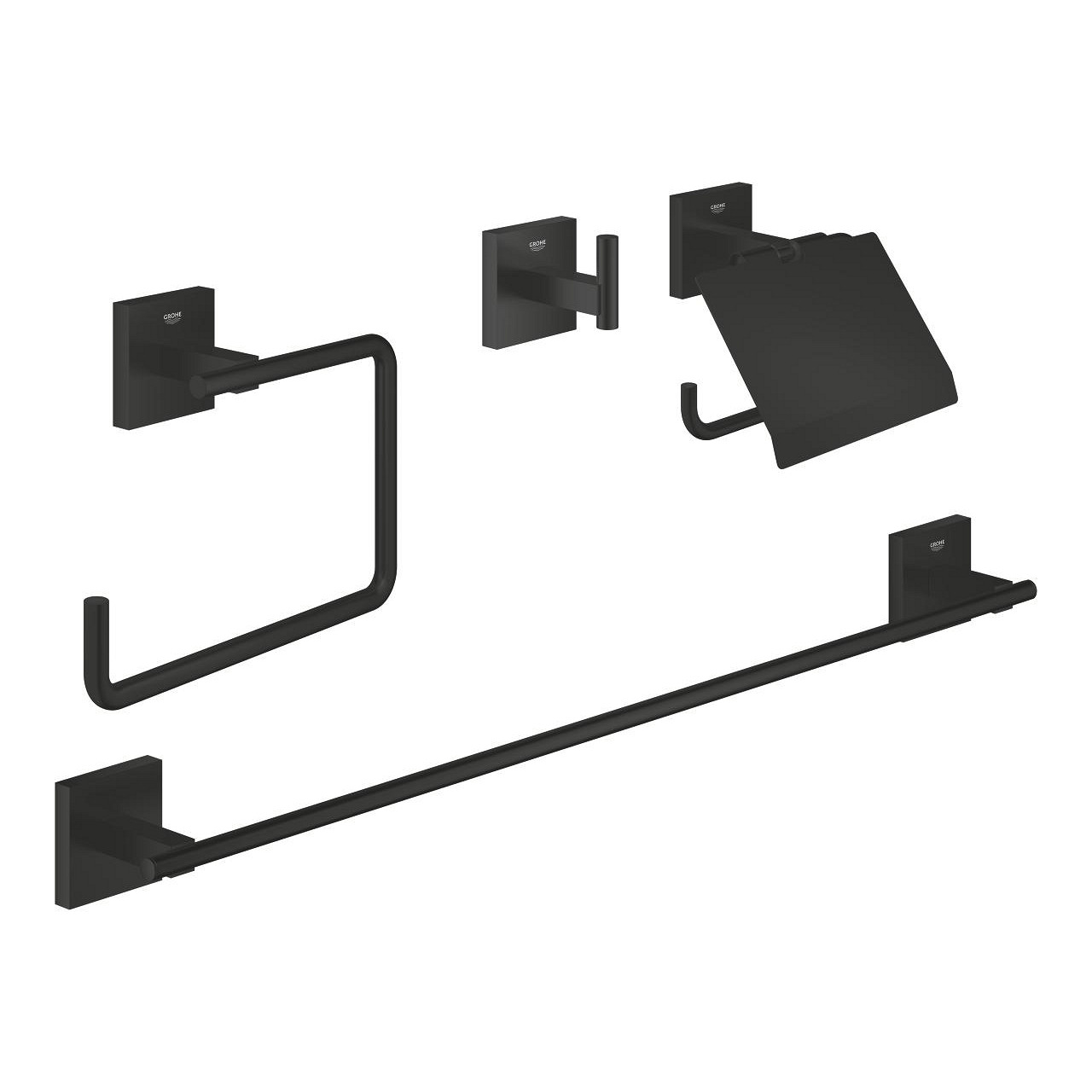 Набор аксессуаров для ванной Grohe Start Cube 4-в-1 411152430, черный матовый