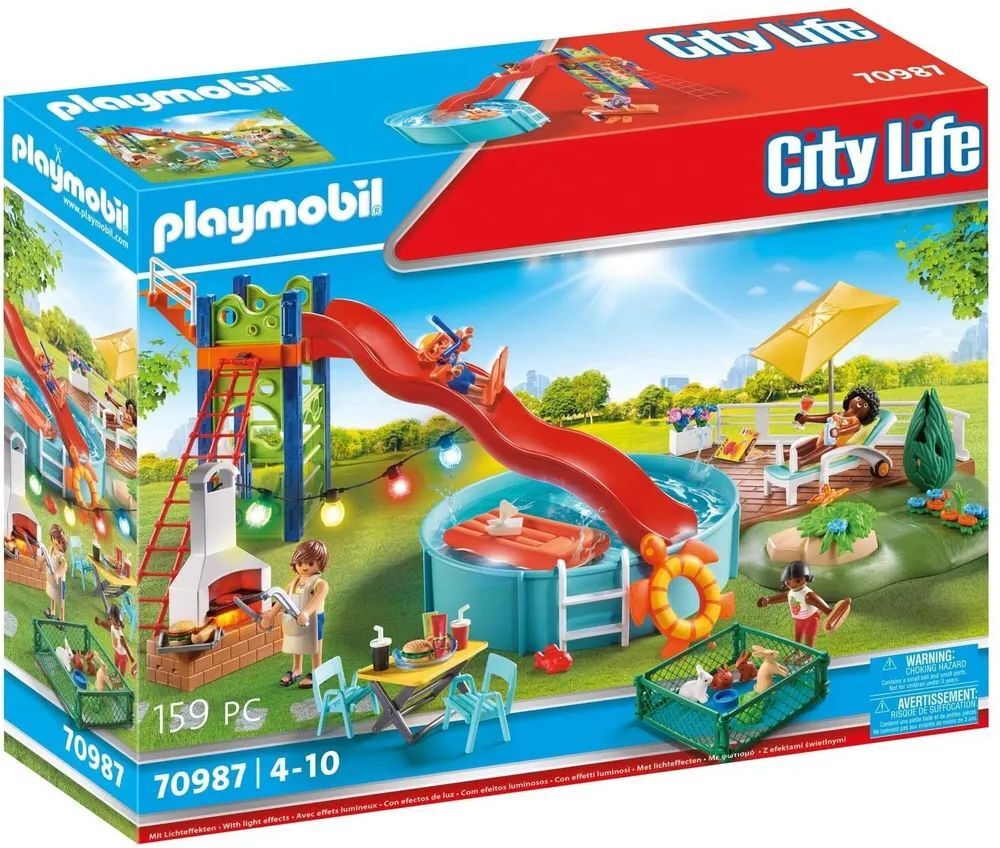 Конструктор Playmobil Семейный отдых 70987 Вечеринка у бассейна с горкой