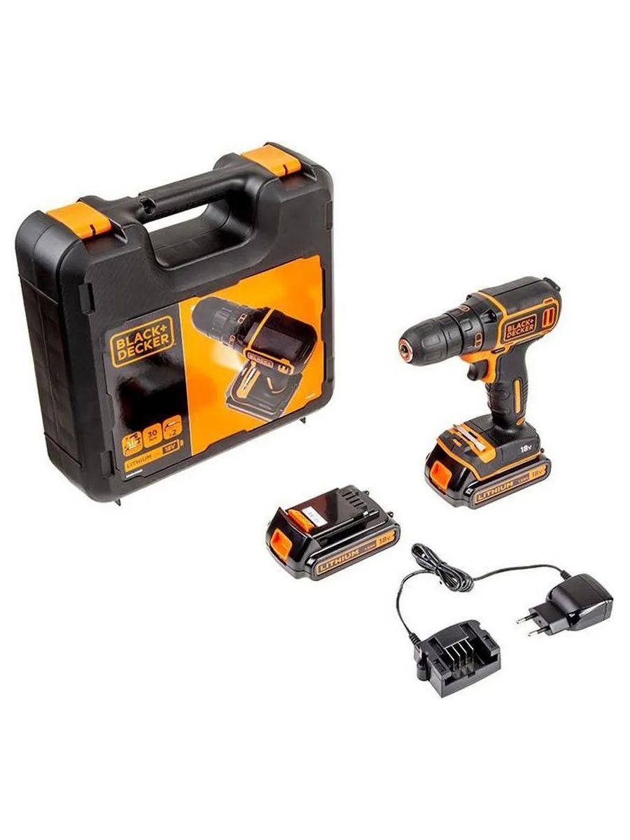 Дрель-шуруповёрт аккумуляторный Black&Decker BDCDC18KB-QW 21.5 Ah/18 V с ЗУ