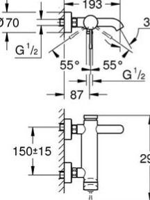 Однорычажный смеситель для ванны Grohe Essence QUICK FIX 33624DA1