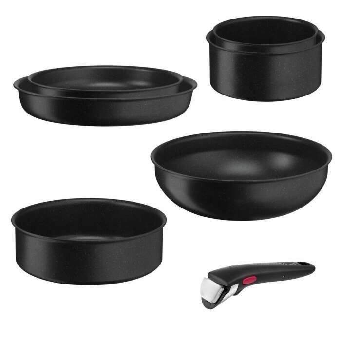 Набор кастрюль и сковородок Tefal Ingenio L3998702, алюминий, черный, 7 предметов