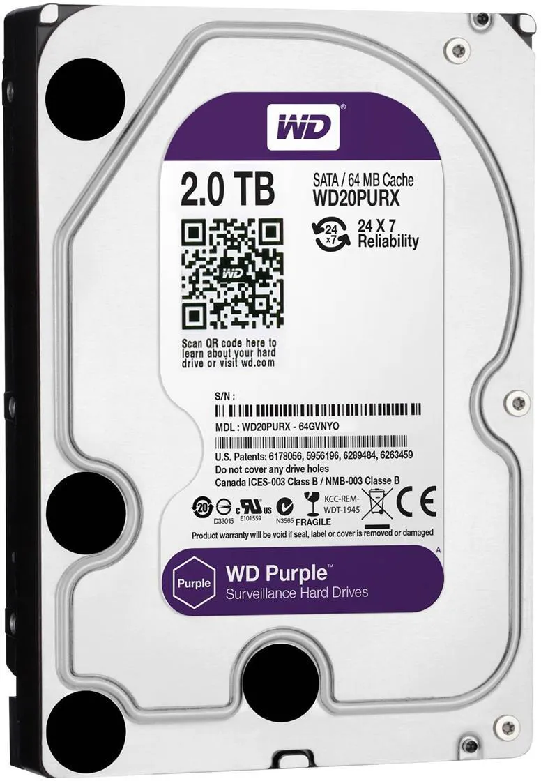 Жёсткий диск Western Digital Purple 2 ТБ 3.5" (WD20PURZ)