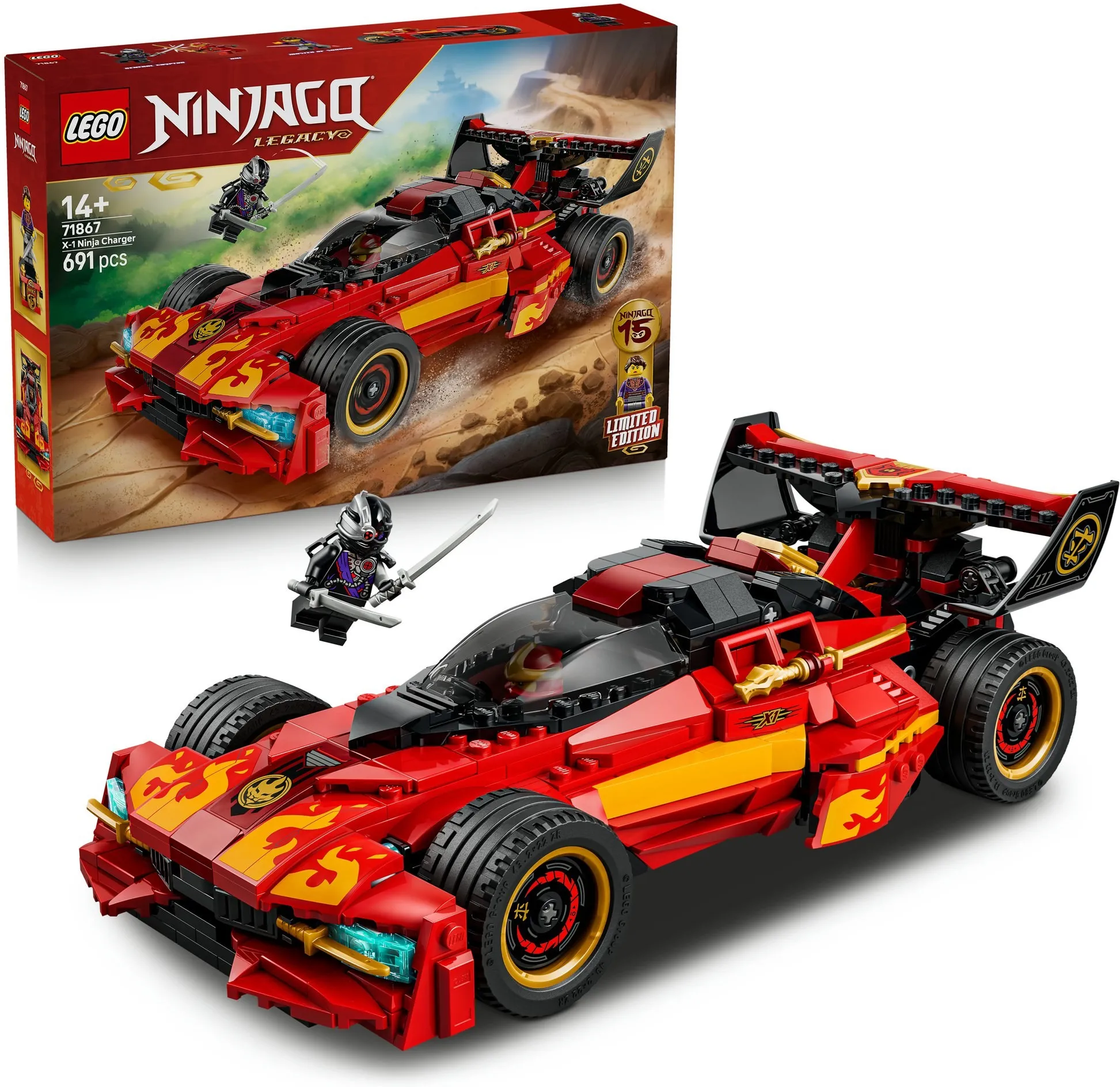 Конструктор LEGO NINJAGO 71867 Ниндзя-преследователь X-1 — 15-летие