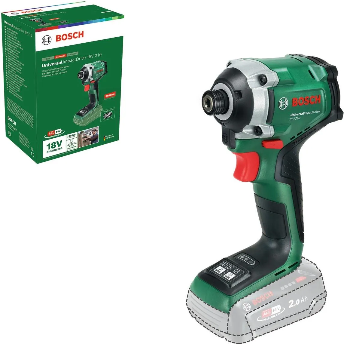 Аккумуляторный ударный шуруповерт Bosch UniversalImpactDrive 18V-210 06039E7000