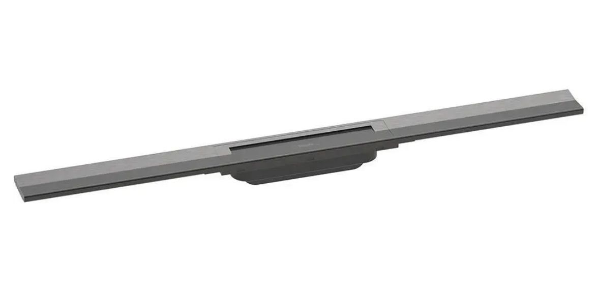 Внешний сливной элемент Hansgrohe Raindrain Flex, 80 см, напольный, черный, матовый хром, 56044340