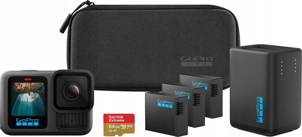 Экшн-камера GoPro HERO13 Black Extended Power Bundle, расширенный комплект с аксессуарами и аккумулятором повышенной ёмкости