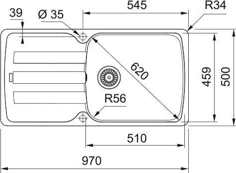 Кухонная раковина Franke Antea AZG 611-97 XL 114.0693.550, матовый черный / черный слив