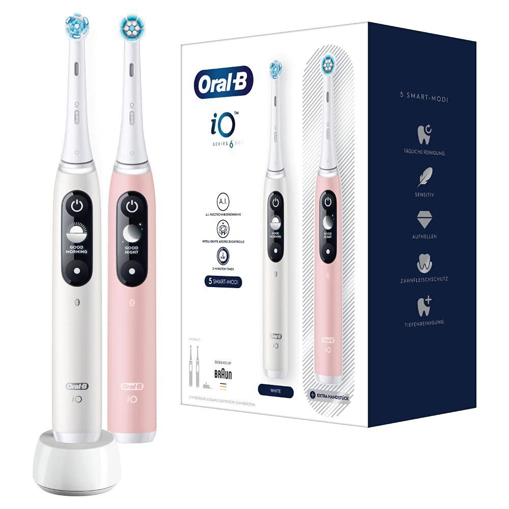 Электрические зубные щетки Oral-B iO 6 DUO White и Pink Sand