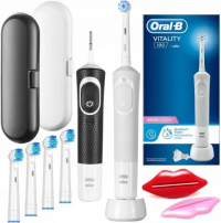 Электрическая зубная щётка Oral-B Vitality 100 Black & White, 2 ручки, 4 насадки, 2 футляра