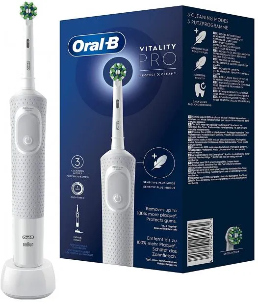 Электрическая зубная щётка Oral-B Vitality Pro Protect X D103 White, с зарядной станцией