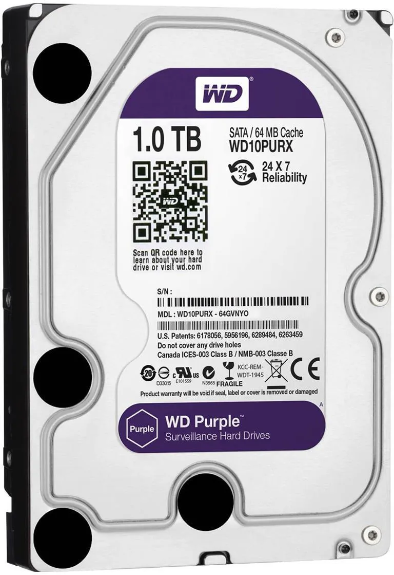 Жёсткий диск Western Digital Purple 1 ТБ 3.5" (WD10PURZ)