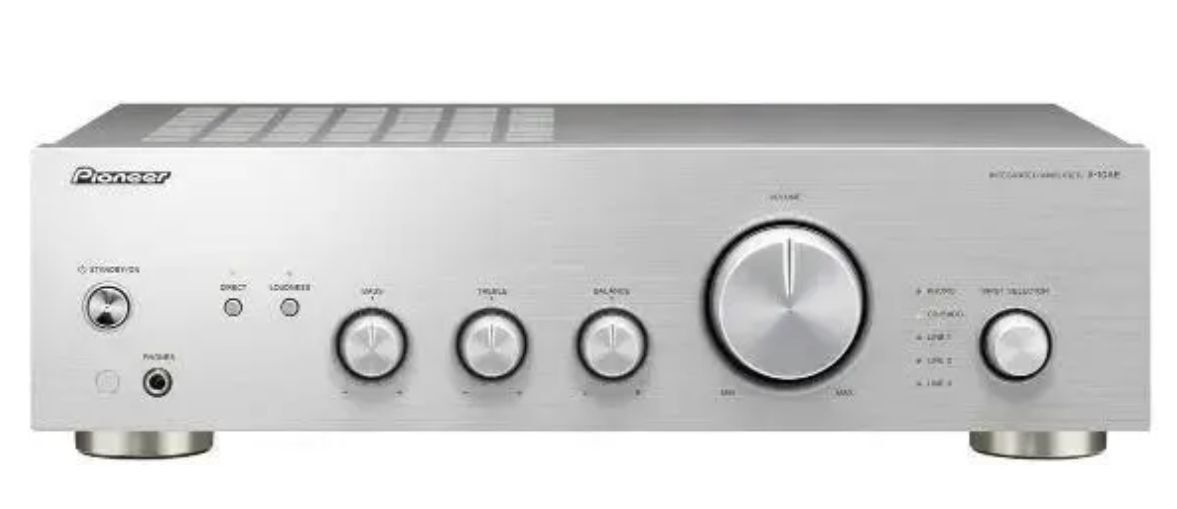 Комплект Pioneer A-10AE, серебристый + колонки Heco Victa Prime 302 Espresso