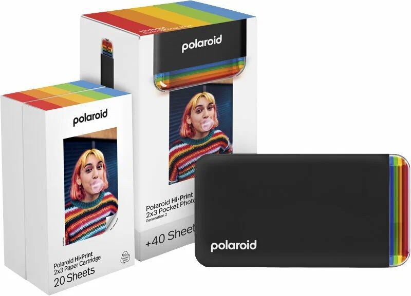 Фотопринтер компактный POLAROID Hi-print + 40 карточек (E-box) черный