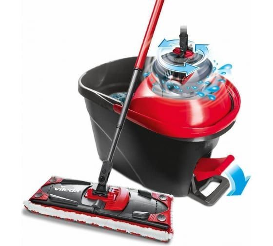 Набор для уборки Vileda Ultramax Turbo, плоская швабра + ведро с отжимом-центрифуга