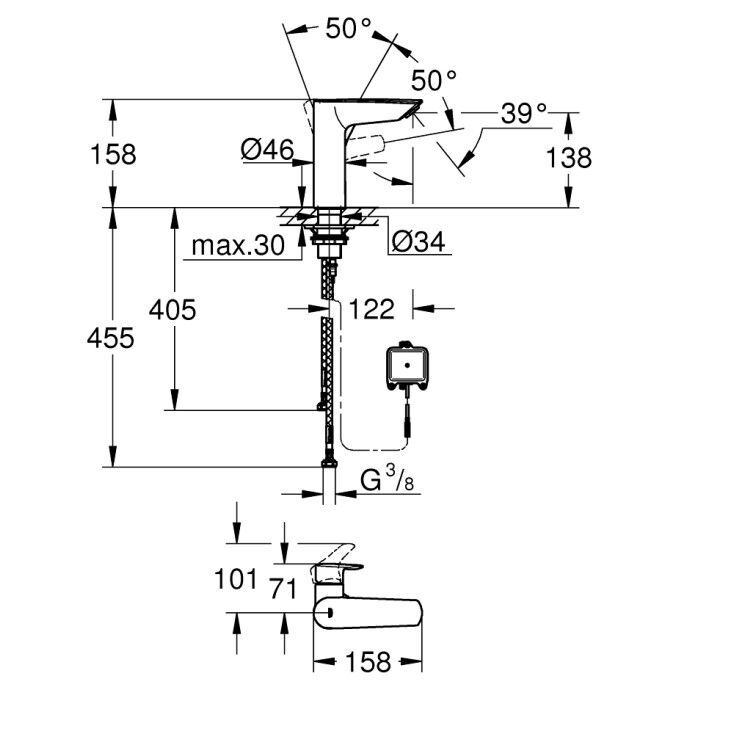 Смеситель для раковины Grohe Eurosmart 23975003