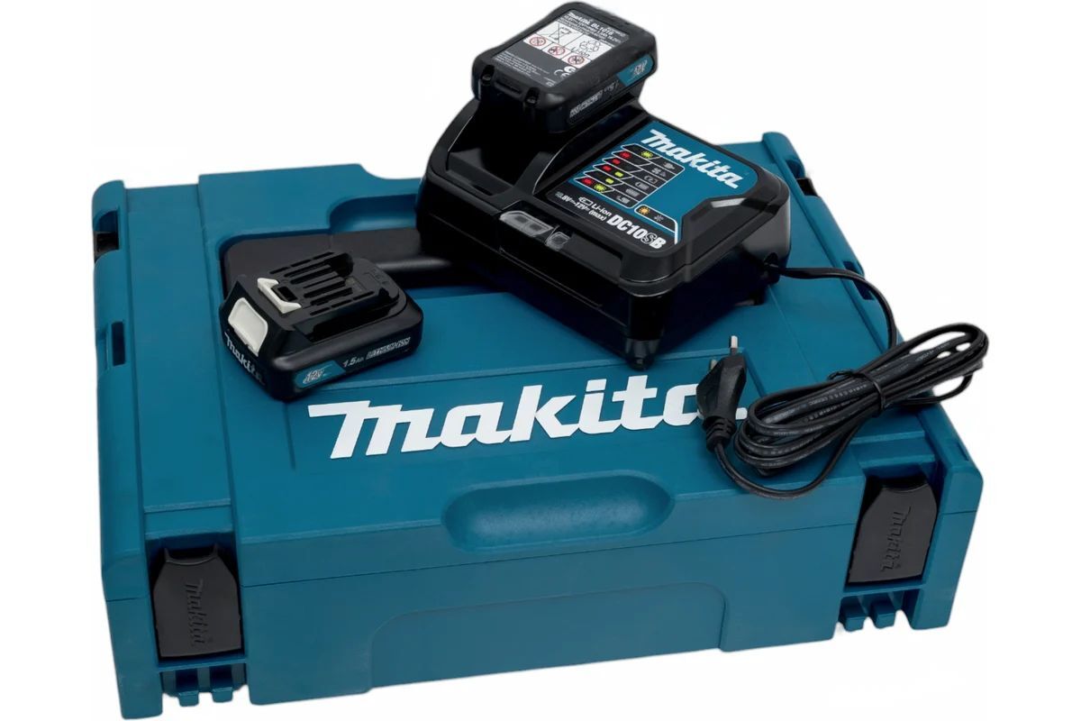 Набор аккумуляторов Makita 197652-7 10,8V (12V Max) с АКБ 2x1,5 Ah и ЗУ DC10SB в кейсе Makpac
