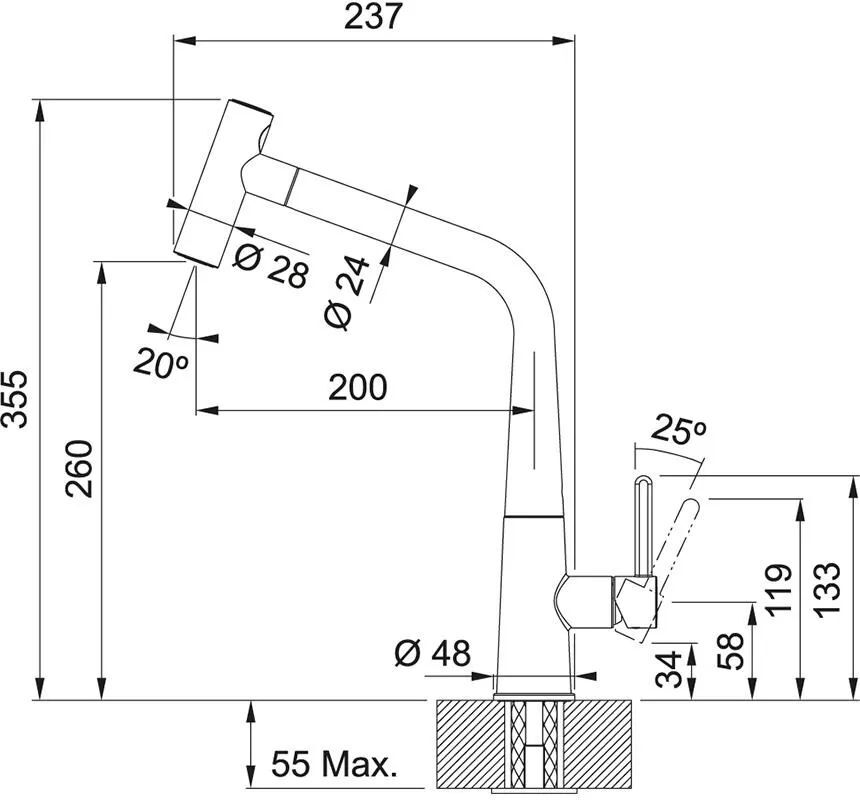 Кухонный кран Franke Icon pull-out spray 115.0625.188, хром