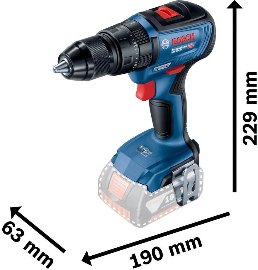 Аккумуляторная ударная дрель-шуруповерт Bosch GSB 18V-50 Professional 06019H5100
