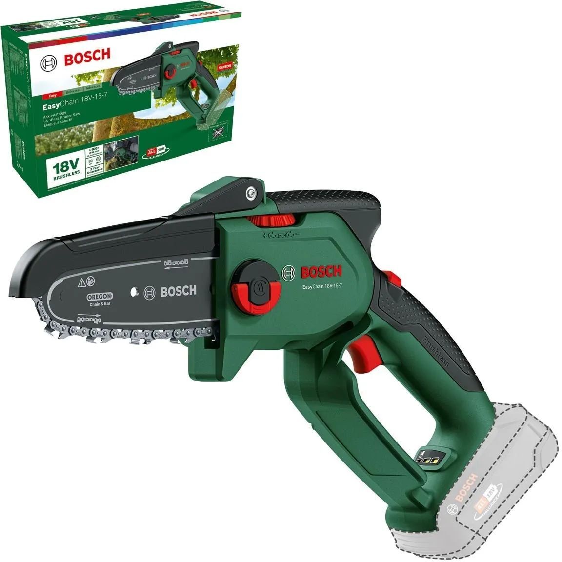 Аккумуляторная цепная пила Bosch EasyChain 18V-15-7 (06008B8901)