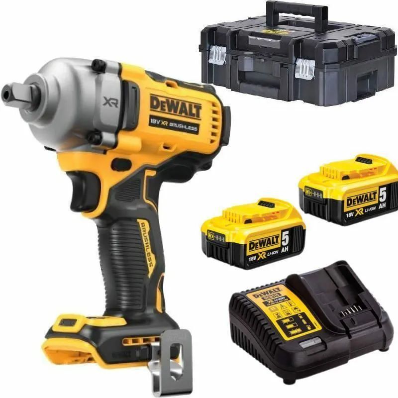 Аккумуляторный гайковерт DEWALT DCF892P2T, 18 В, с 2 АКБ 5 Ач и ЗУ, в кейсе