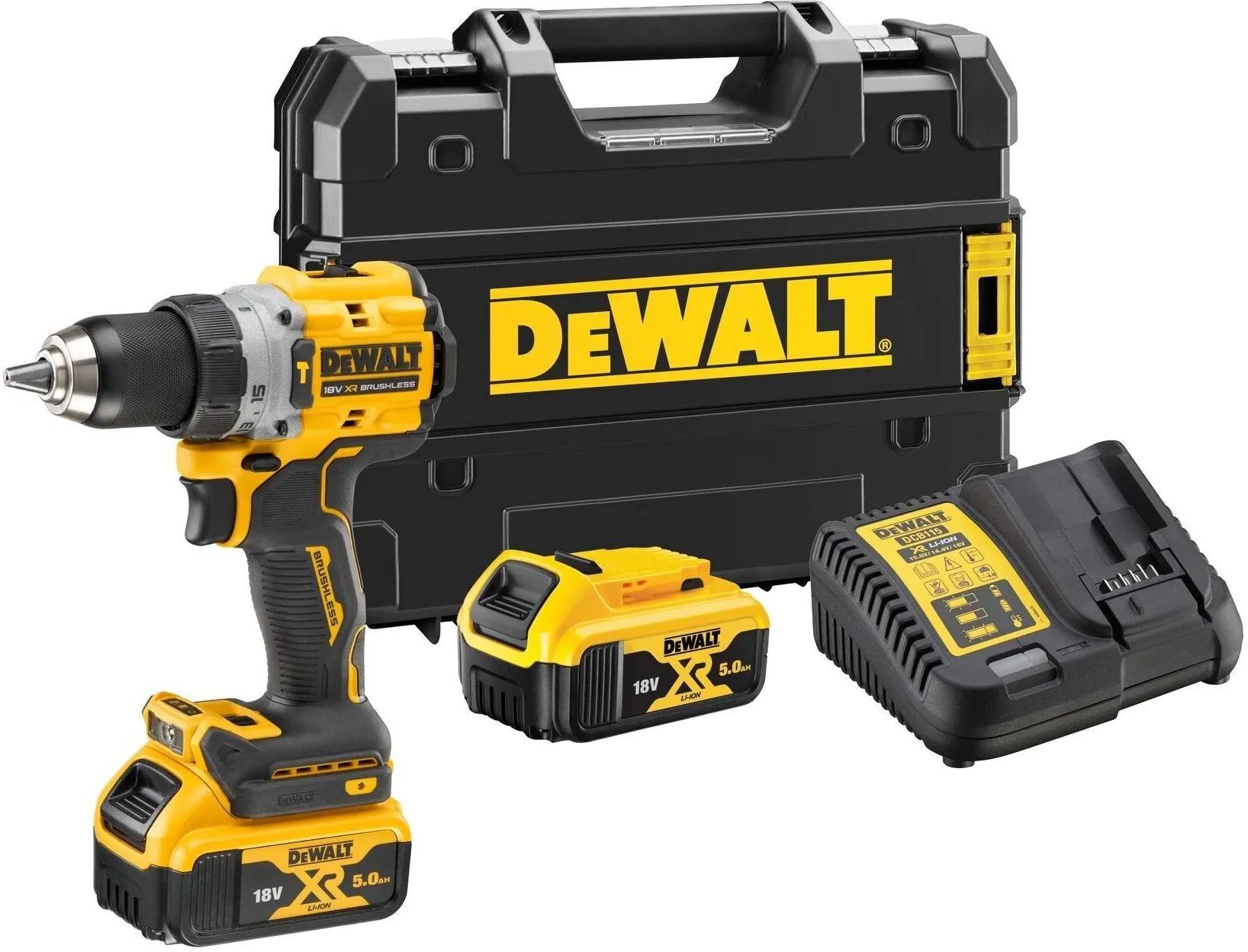 Ударная дрель-шуруповерт DeWalt DCD805P2T, с 2 АКБ 5 Ач и ЗУ, в кейсе
