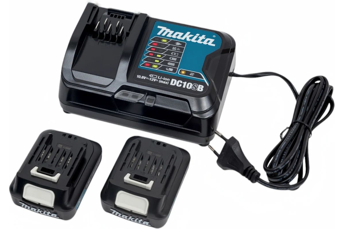 Набор аккумуляторов Makita 197652-7 10,8V (12V Max) с АКБ 2x1,5 Ah и ЗУ DC10SB в кейсе Makpac