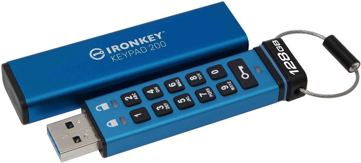 USB-флеш-накопитель Kingston IronKey Keypad 200 128 ГБ, синий