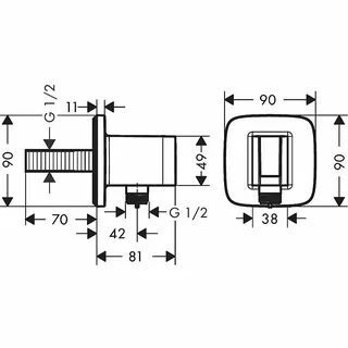 Шланговое соединение с держателем для душа Hansgrohe FixFit S 26888140 Матовая бронза
