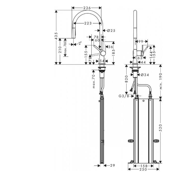 Кухонный смеситель Hansgrohe Talis 210 Сталь (72801800